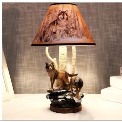 Home Décor resin wolf table lamps creative animal reading desk light home décor desk